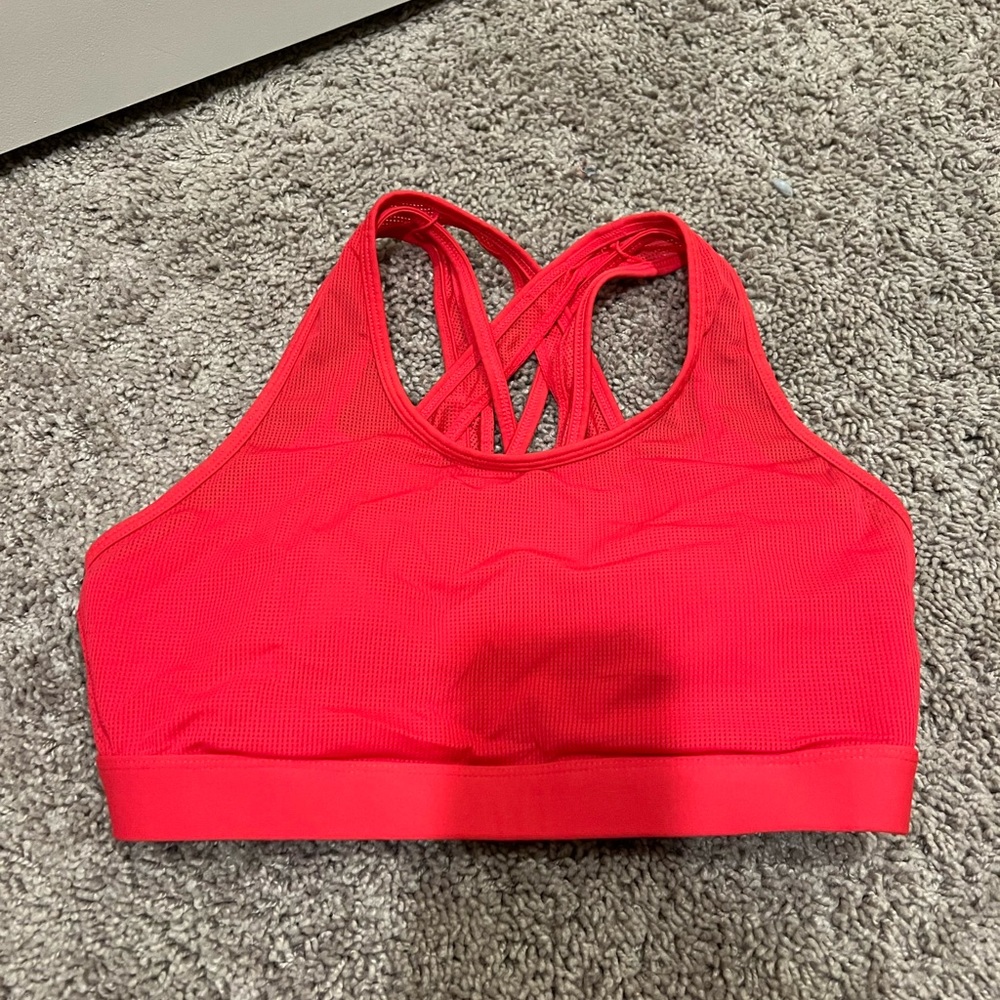 Fabletics Womens Medium Red Mesh Strappy Crisscross Back Sports Bra